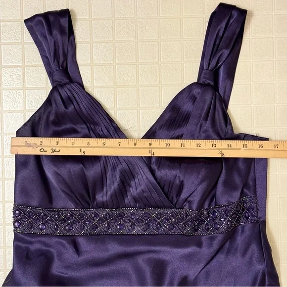 David's Bridal Deep Purple Satin Chemise - Picture 4 of 5